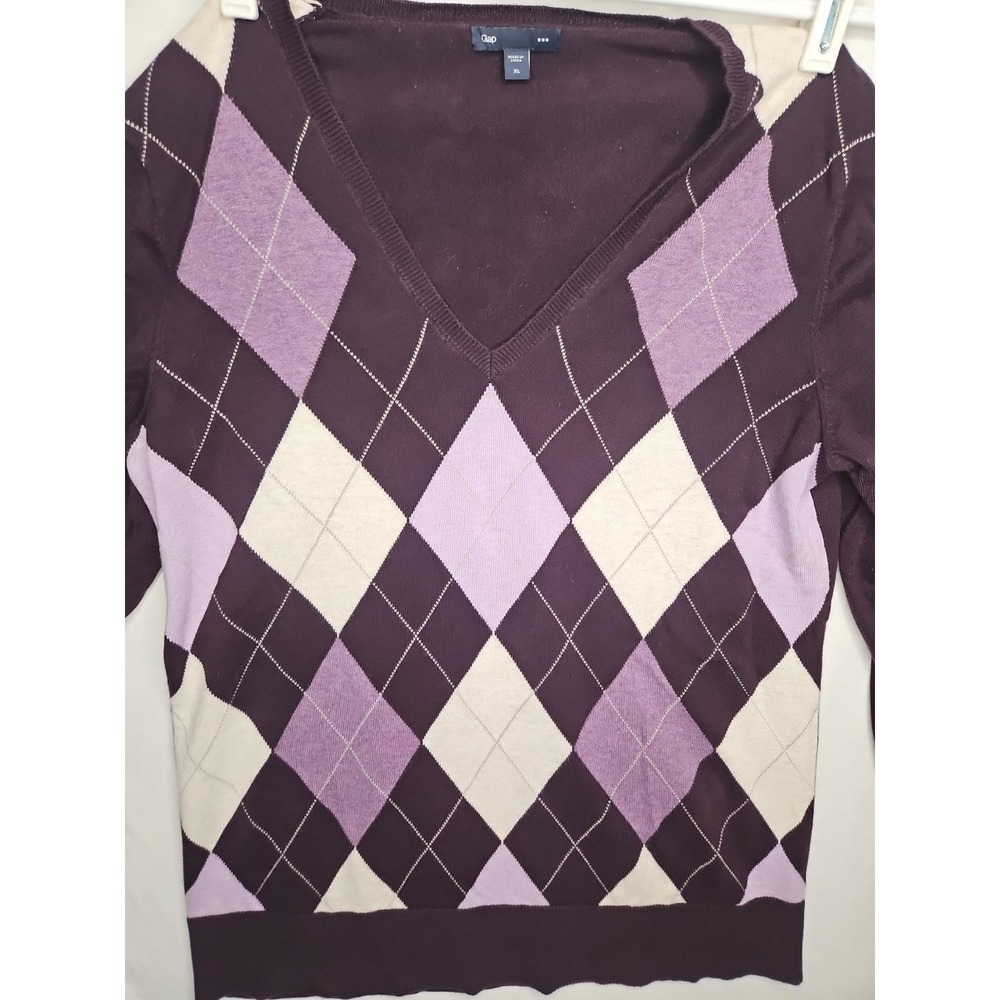 Gap Y2K‎ Argyle Shirt Academia Purple XL Long Sleeve